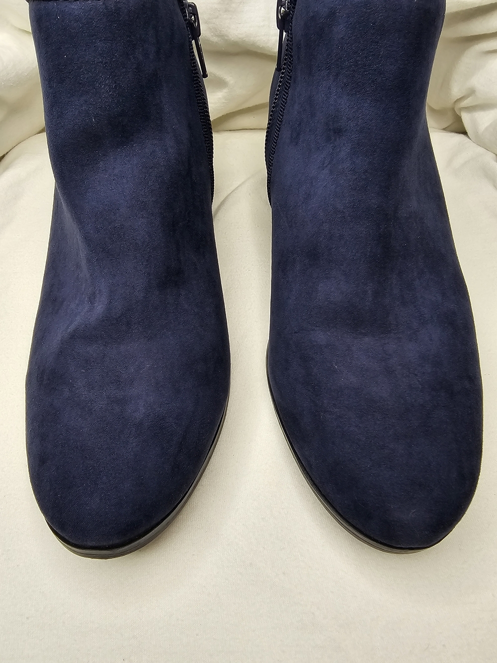 Style & Co. Wileyy Navy Faux Suede Ankle Booties Low Block Heel - Picture 10 of 16